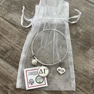 Silver Delta Gamma 'Big Sis' Charm Bangle Bracelet